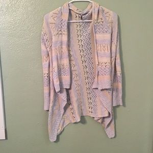Blue and white knit cardigan
